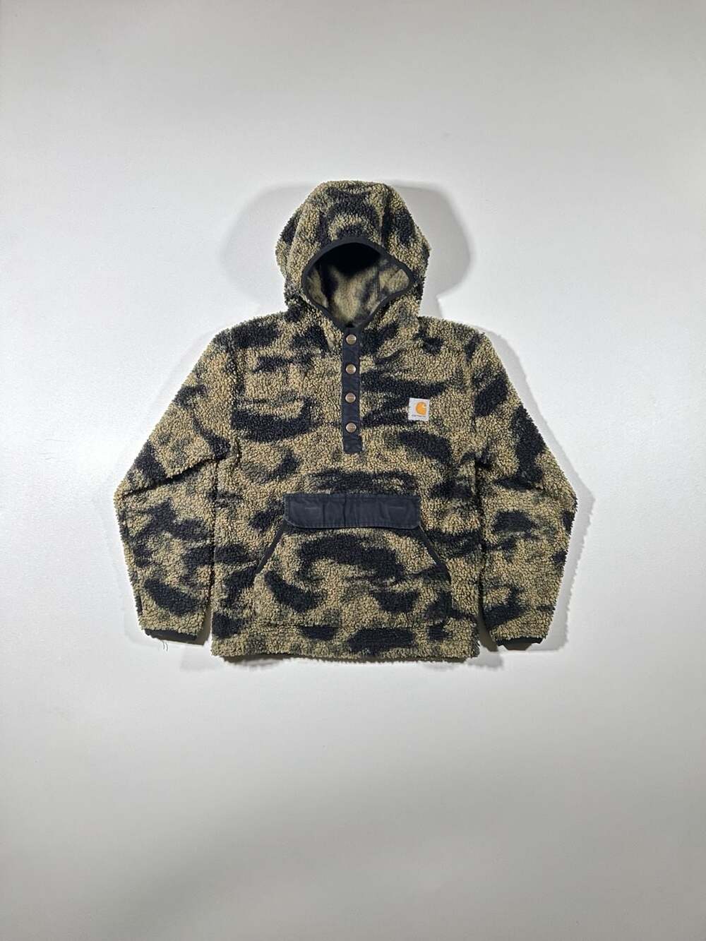 Carhartt Boys Camo Half Snap Fleece Hoodie Jacket Size S (8-10)